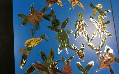 Using leaves as inspiration for bookmarks, weaving and to decorate the bug hotel